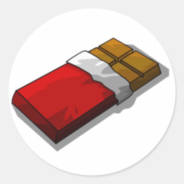 Chocolate Bar in Red Wrapper Classic Round Sticker (Front)