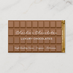 Chocolate bar luxury chocolates shop business card