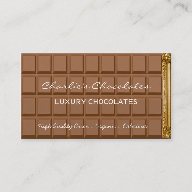 Chocolate bar luxury chocolates shop business card (Front)