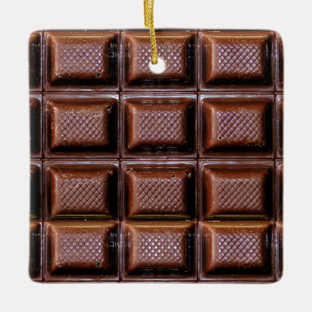 Chocolate Bar Realistic Food Christmas Ceramic Ornament (Front)