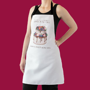 Chocolate Berry Cake Watercolor Pastry Chef Apron