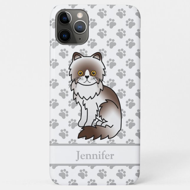 Chocolate Bi-Colour Persian Cute Cartoon Cat & Nam Case-Mate iPhone Case (Back)