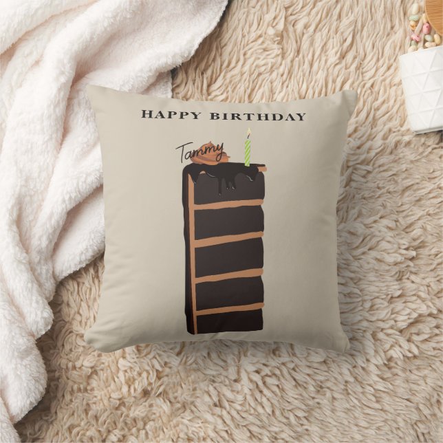 Chocolate Birthday Cake Birthday Party Cushion (Blanket)