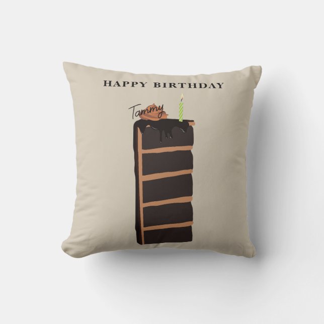 Chocolate Birthday Cake Birthday Party Cushion (Front)