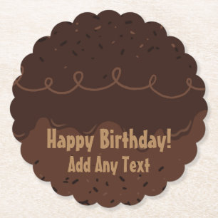 Chocolate Birthday Cake Frosting Paper Coaster
