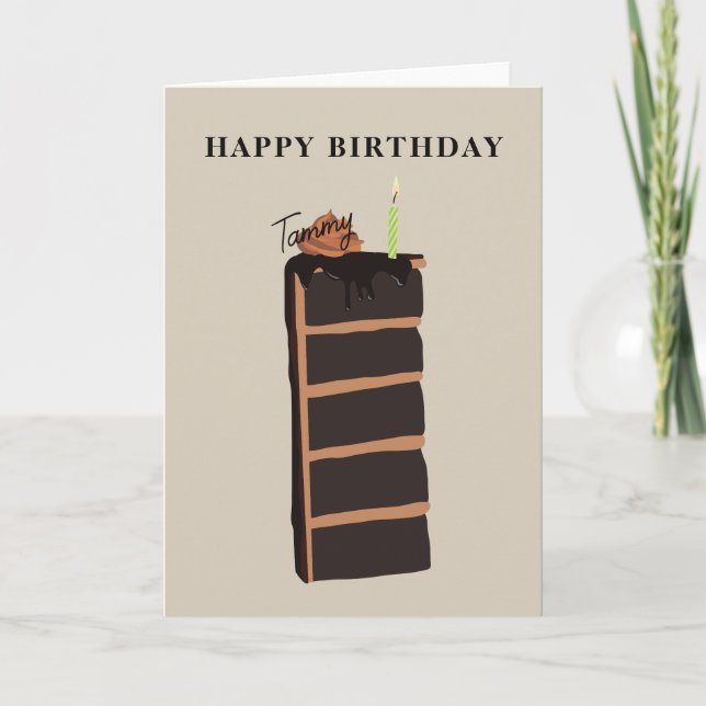 Chocolate Birthday Cake Happy Birthday  Card (Front)