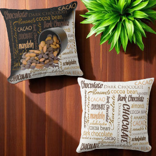 Chocolate Bits and Almonds Close Up Photograph Cushion