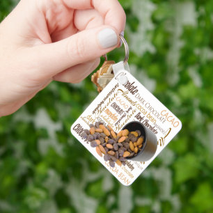 Chocolate Bits and Almonds Close Up Photograph Key Ring