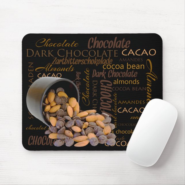 Chocolate Bits and Almonds Close Up Photograph Mouse Mat (With Mouse)