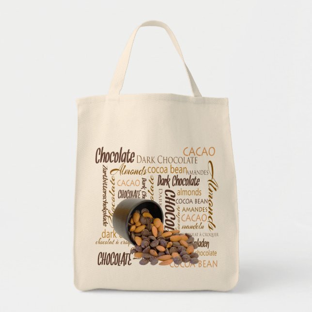 Chocolate Bits and Almonds Close Up Photograph Tote Bag (Front)