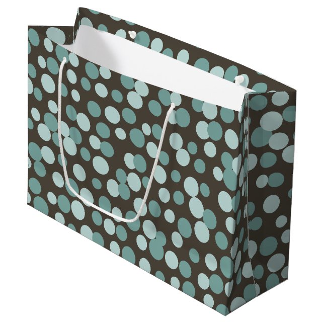 Chocolate Blue Dots Large Gift Bag (Front Angled)