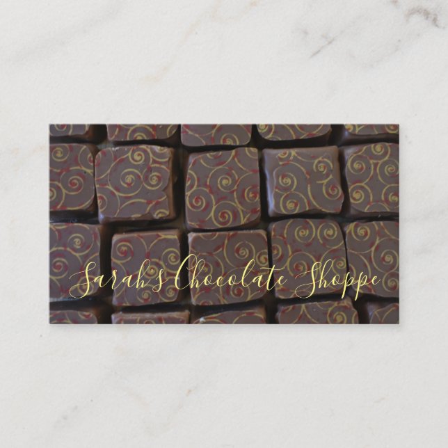 Chocolate Bonbon Chocolatier Candy Shop Sweet Food Business Card (Front)