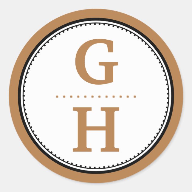 Chocolate brown 2 initial letter monogram gift tag (Front)