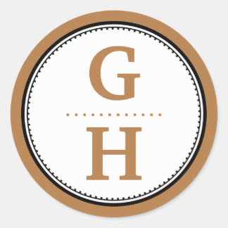 Chocolate brown 2 initial letter monogram gift tag