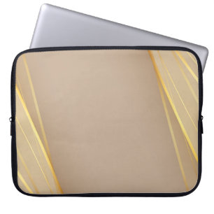 Chocolate Brown and Abstract Gold Lines Laptop Sleeve
