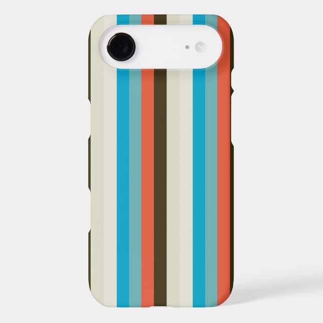 chocolate brown and aqua blue stripes Case-Mate iPhone case (Back)