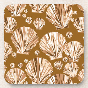 Chocolate Brown and Beige Sea Shells Coaster