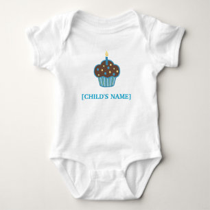 Chocolate Brown and Blue Birthday Cupcake Shirt