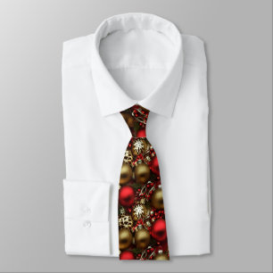 Chocolate Brown and Deep Red Christmas Ornaments  Tie