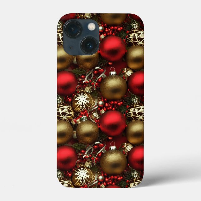 Chocolate Brown and Ruby Red Christmas Ornaments Case-Mate iPhone Case (Back)