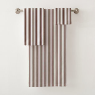 Chocolate brown and white candy stripes bath towel set