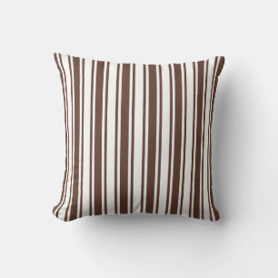 Chocolate brown and white candy stripes cushion