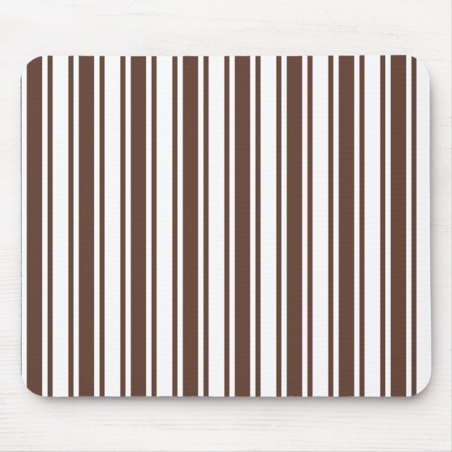 Chocolate brown and white candy stripes mouse mat (Front)