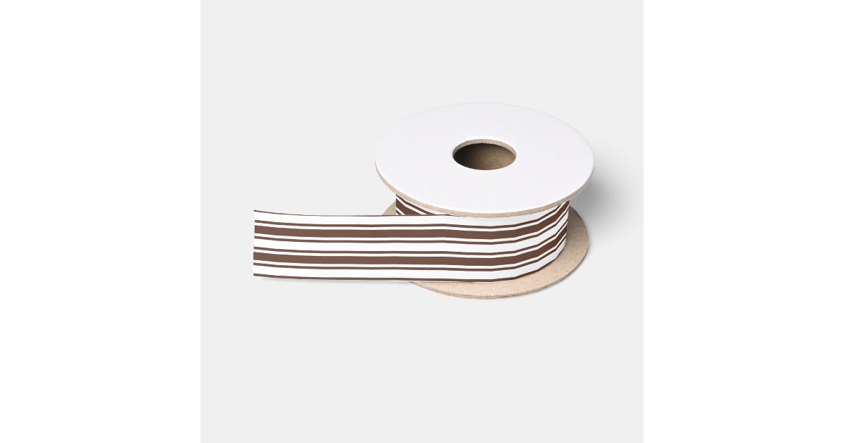 Chocolate Straw String Ribbon Chocolate brown and white candy stripes satin ribbon | Zazzle