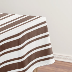Chocolate brown and white candy stripes tablecloth