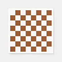 Chocolate Brown and White Chequered Board Pattern