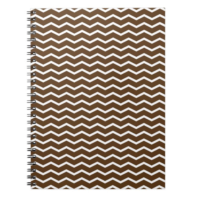 Chocolate Brown and White Chevron Pt68 Notebook (Front)