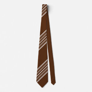 Chocolate Brown and White Diagonal Stripes 2 Sided Tie