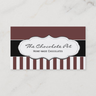 Chocolate Brown and White Striped Business Cards