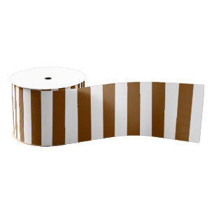Chocolate Brown and White Stripes Grosgrain Ribbon