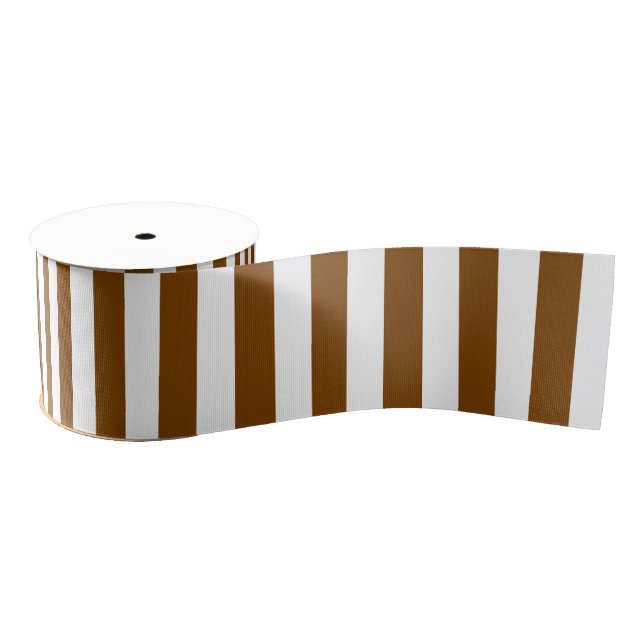 Chocolate Brown and White Stripes Grosgrain Ribbon (Spool)