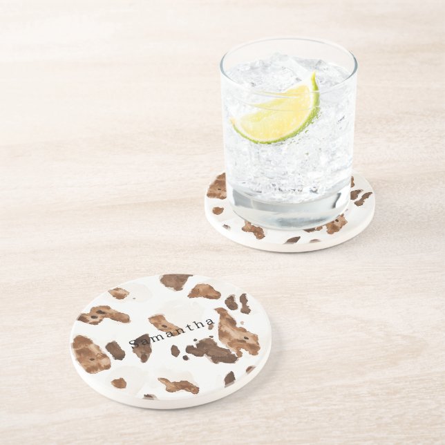 Chocolate Brown Animal print Coaster (Side)