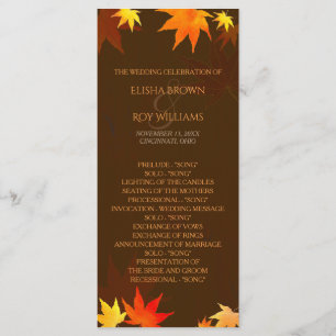 Chocolate Brown Autumn Wedding Program Programme