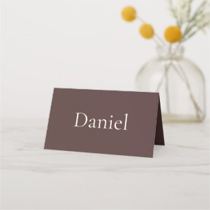 Chocolate Brown Beige Boho Wedding Name Place Card
