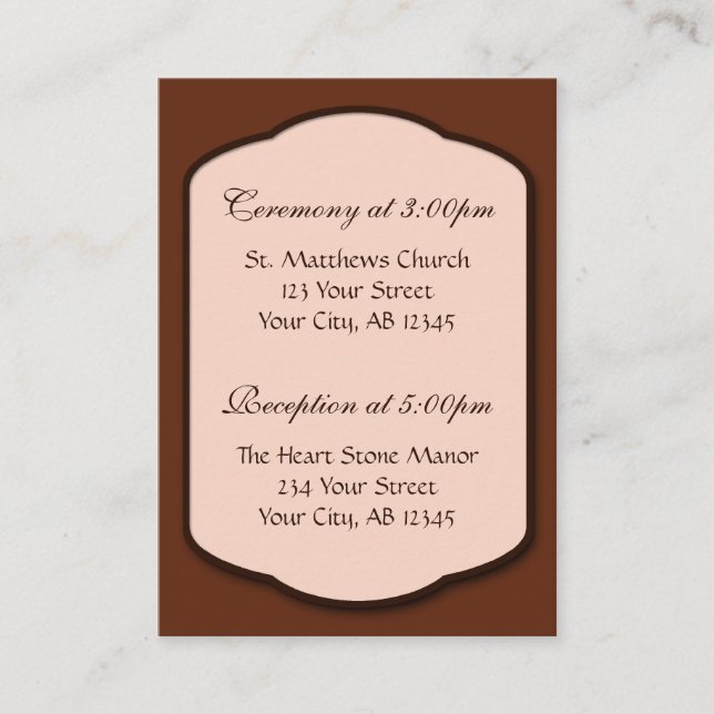 Chocolate Brown & Beige Guest Reference Cards (Front)