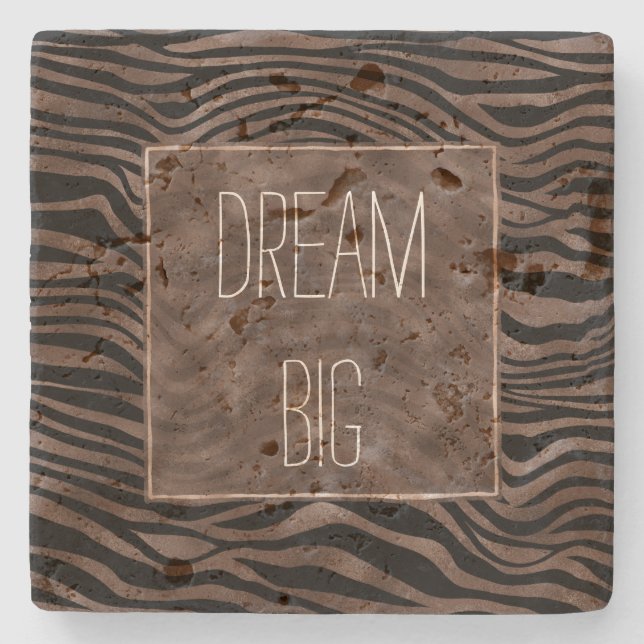 Chocolate Brown Black Zebra Print        Stone Coaster (Front)