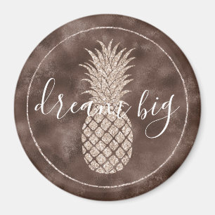 Chocolate Brown Blush Glitter Pineapple Magnet