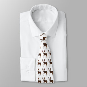 Chocolate Brown Boston Terrier Cartoon Dog Pattern Tie
