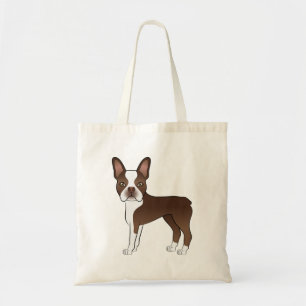Chocolate Brown Boston Terrier Cute Cartoon Dog Tote Bag