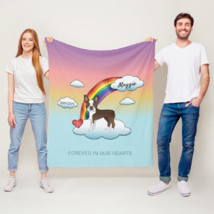 Chocolate Brown Boston Terrier Rainbow Memorial Fleece Blanket