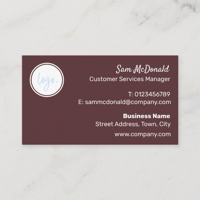 CHOCOLATE BROWN BUSINESS LOGO COMPANY BRAND BUSINESS CARD (Front)