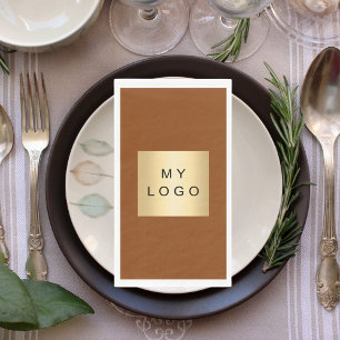 Chocolate brown business logo napkin