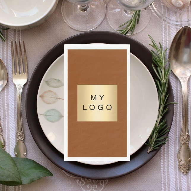 Chocolate brown business logo napkin (Creator Uploaded)