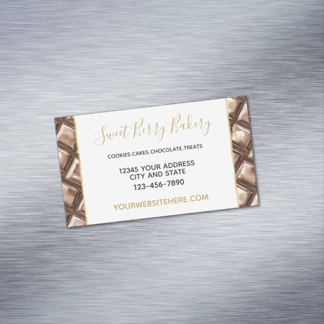Chocolate Brown Candy Bar Magnetic Business Card (In Situ)