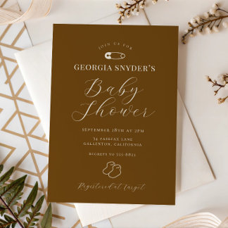 Chocolate Brown Chic Baby Shower Invitation