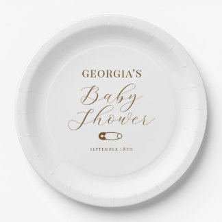 Chocolate Brown Chic Baby Shower Paper Plate